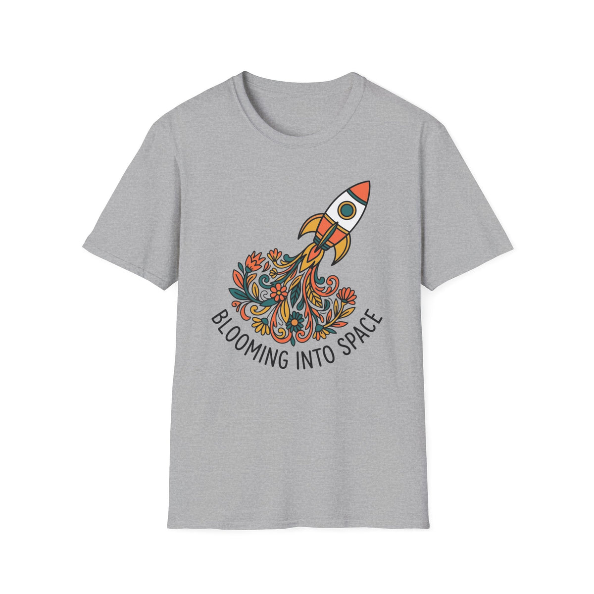 Blooming Into Space T-Shirt — Floral Rocket Graphic Tee