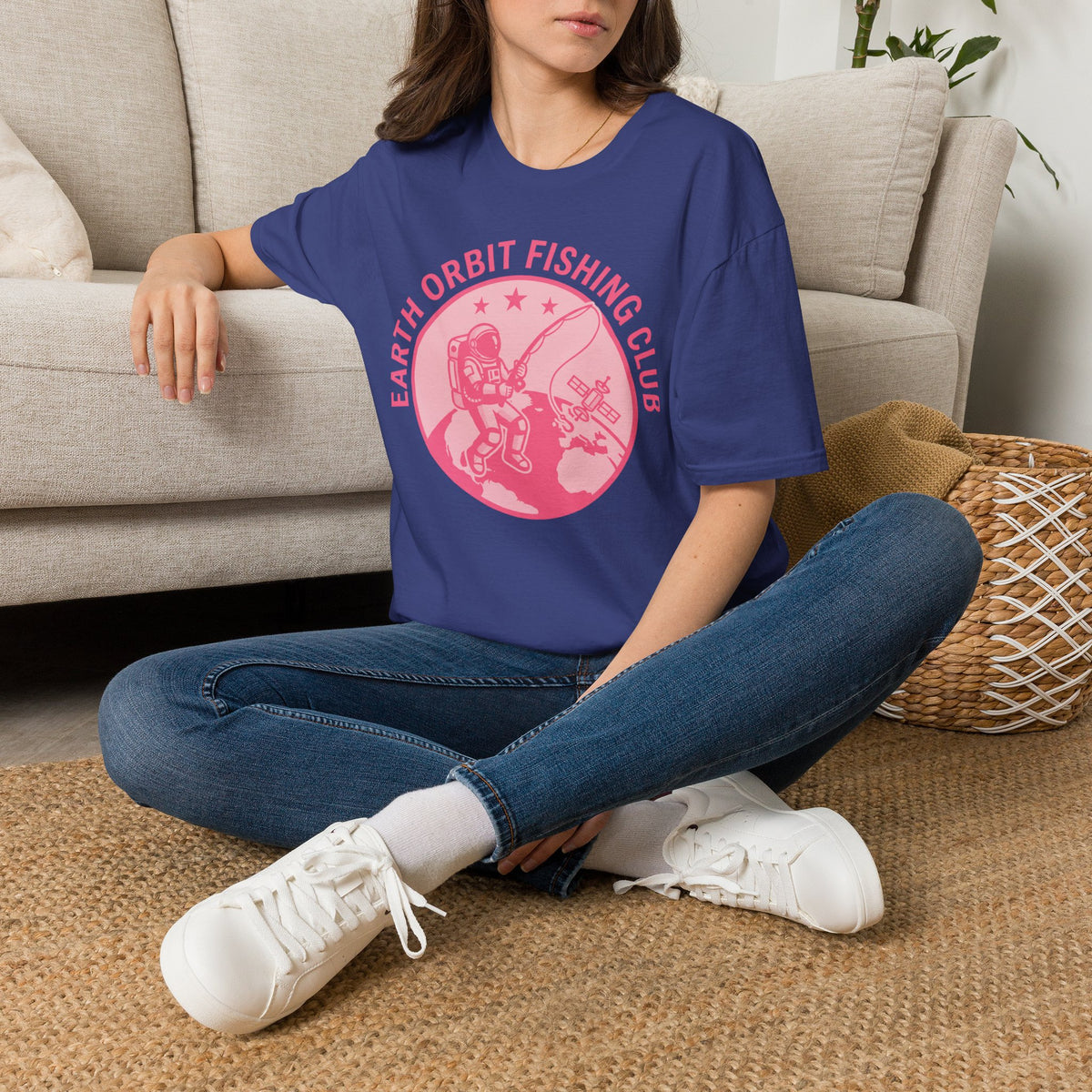 Earth Orbit Fishing Club T-Shirt — Astronaut Fishing Graphic Tee