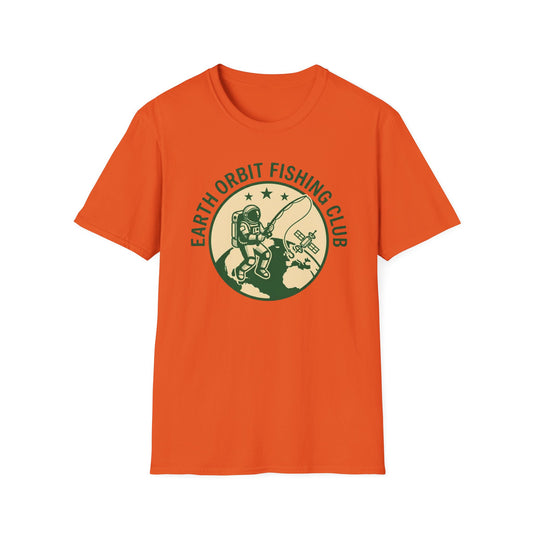 Earth Orbit Fishing Club T-Shirt — Astronaut Fishing Graphic Tee