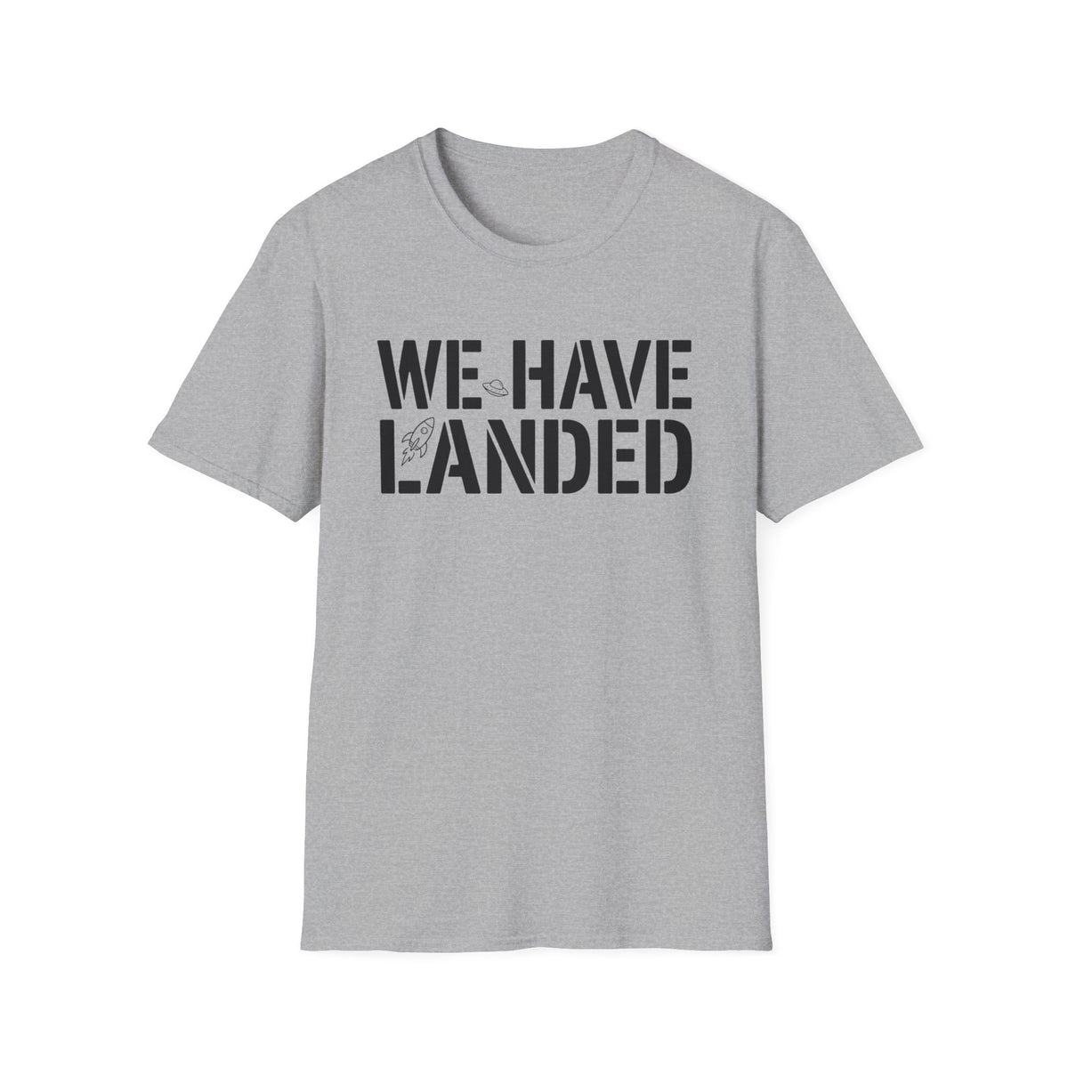 We Have Landed T‑Shirt — Retro Rocket Graphic Tee