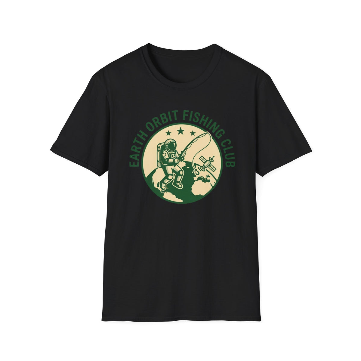Earth Orbit Fishing Club T-Shirt — Astronaut Fishing Graphic Tee