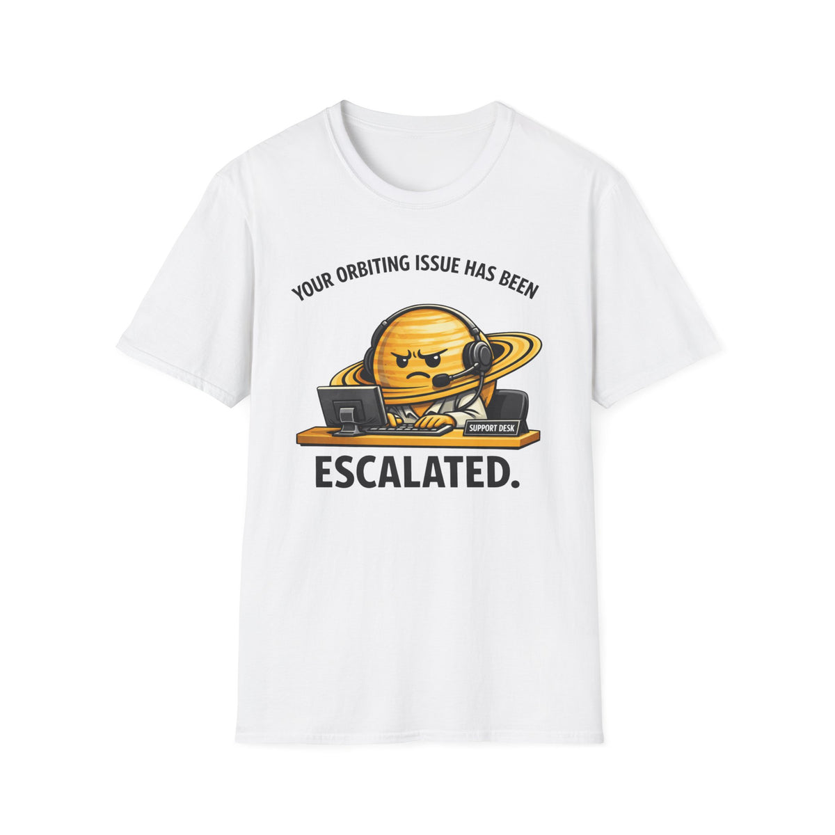 Escalated Orbiting Issue T-Shirt — Funny Angry Saturn Graphic Tee