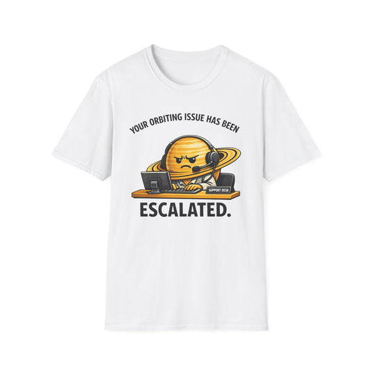 Escalated Orbiting Issue T-Shirt — Funny Angry Saturn Graphic Tee