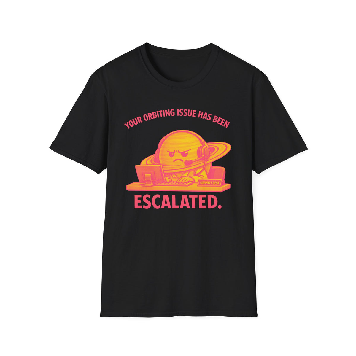 Escalated Orbiting Issue T-Shirt — Funny Angry Saturn Graphic Tee