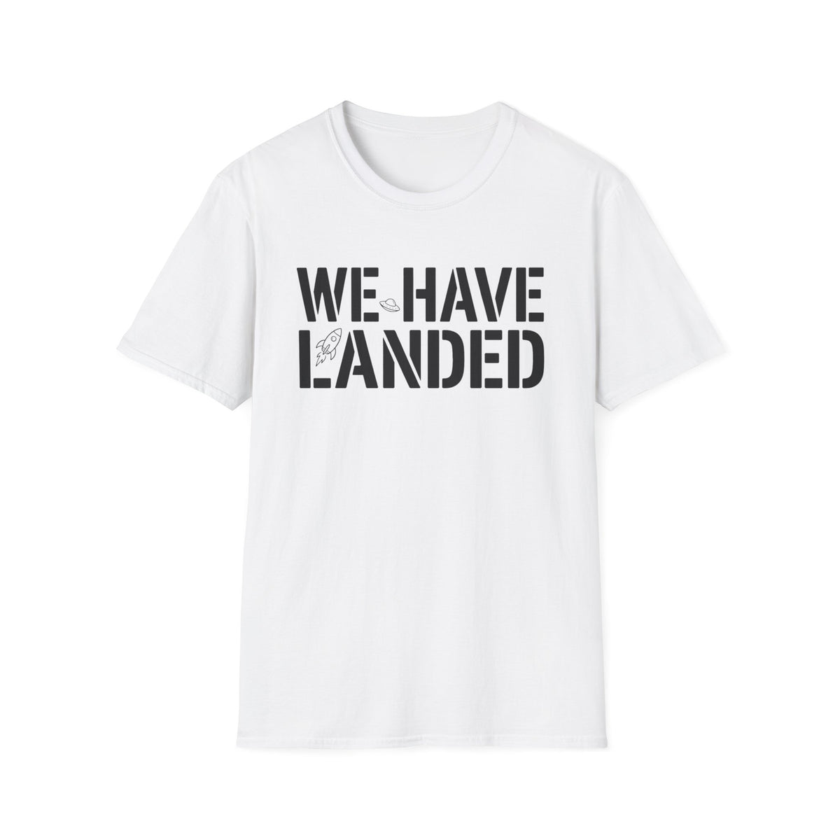 We Have Landed T‑Shirt — Retro Rocket Graphic Tee