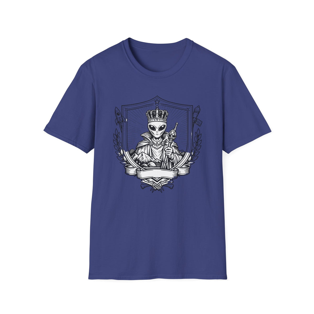 Alien King Graphic Tee — Regal Extraterrestrial Illustration Shirt
