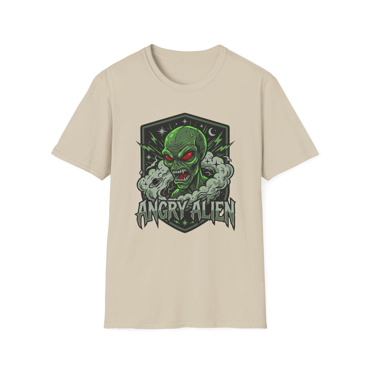 Angry Alien Graphic T-Shirt — Neon Green Monster Tee
