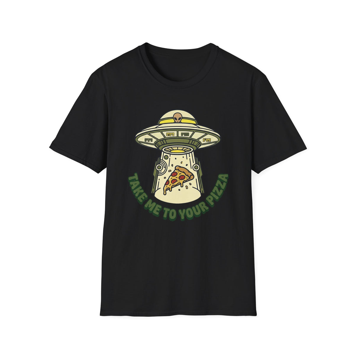 T‑Shirt — Pizza UFO Abduction Tee ("Take Me to Your Pie")