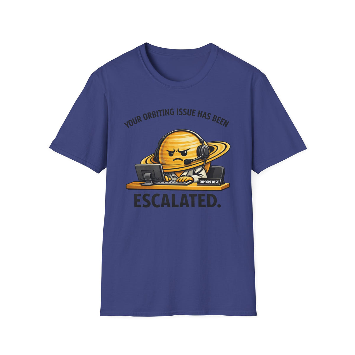 Escalated Orbiting Issue T-Shirt — Funny Angry Saturn Graphic Tee