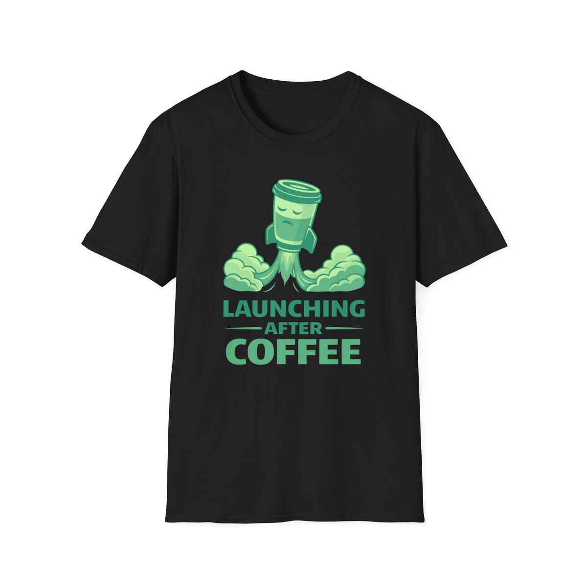 Launching After Coffee T-Shirt — Funny Coffee Rocket Graphic Tee