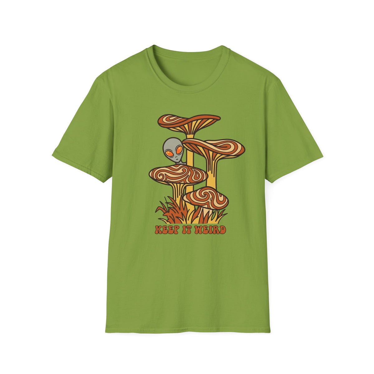 Alien Mushroom Tee — "Leave It Weird" Retro Psychedelic Graphic T-Shirt