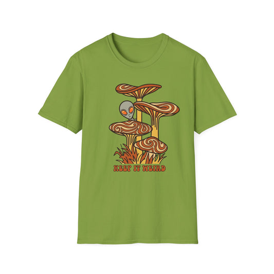 Alien Mushroom Tee — "Leave It Weird" Retro Psychedelic Graphic T-Shirt