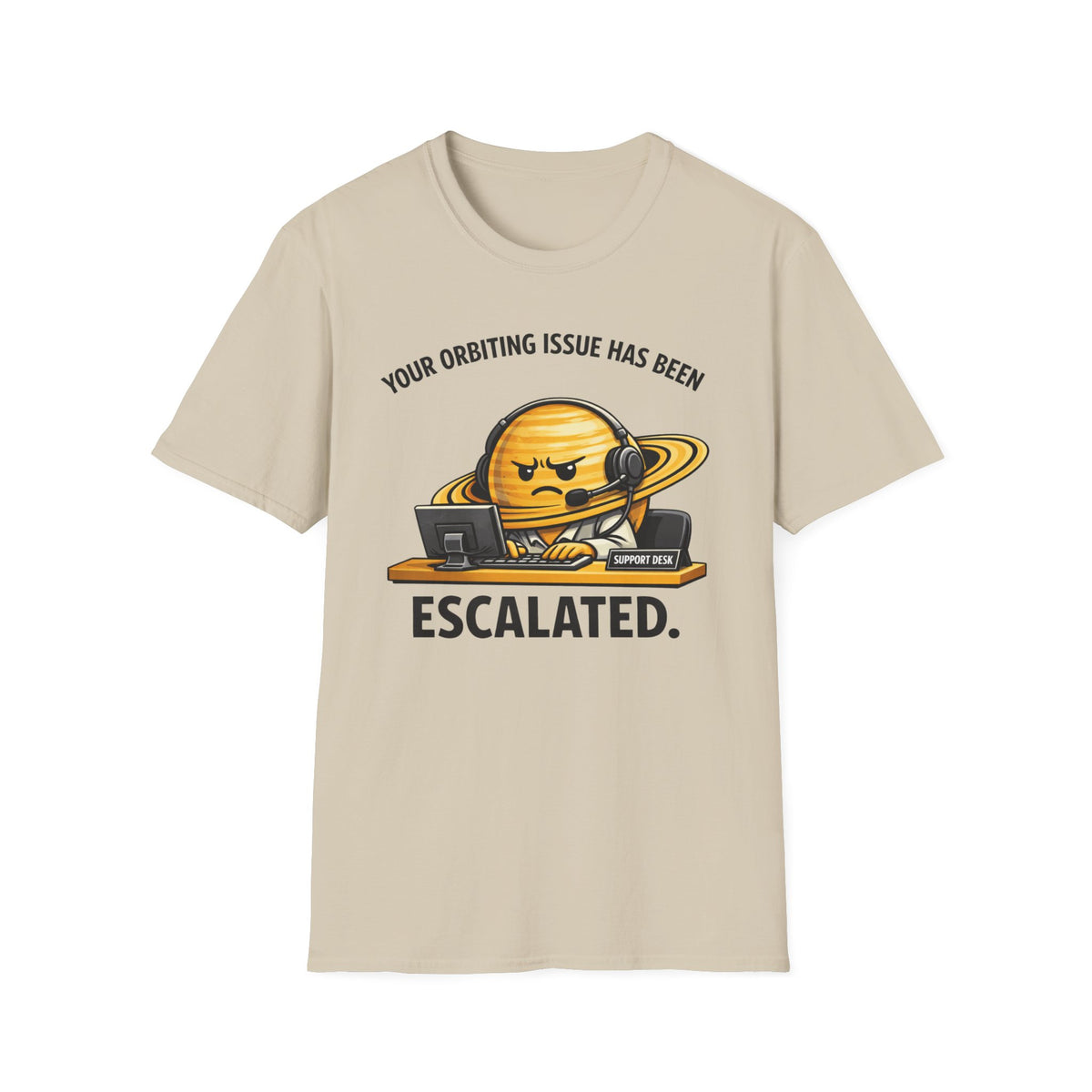 Escalated Orbiting Issue T-Shirt — Funny Angry Saturn Graphic Tee