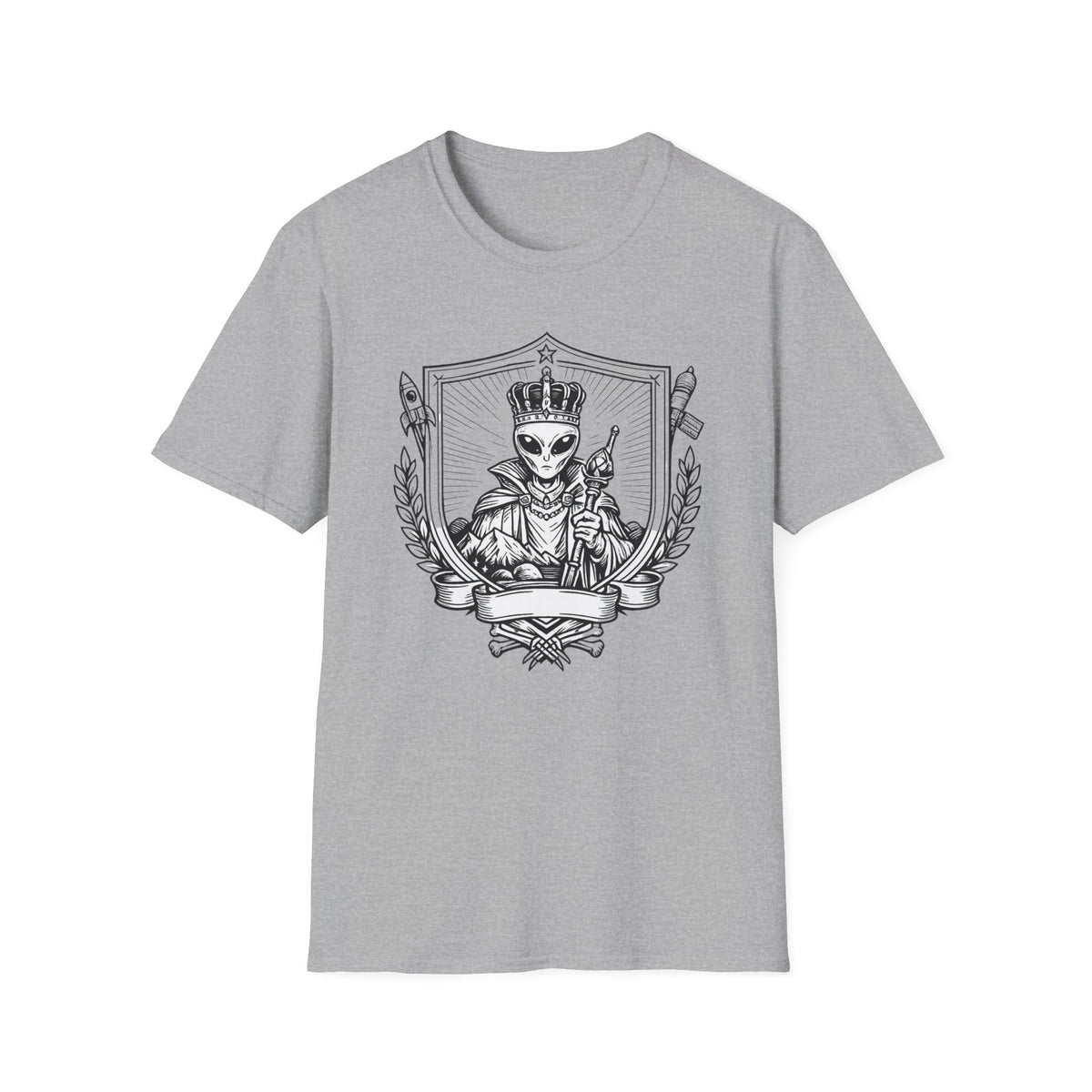 Alien King Graphic Tee — Regal Extraterrestrial Illustration Shirt