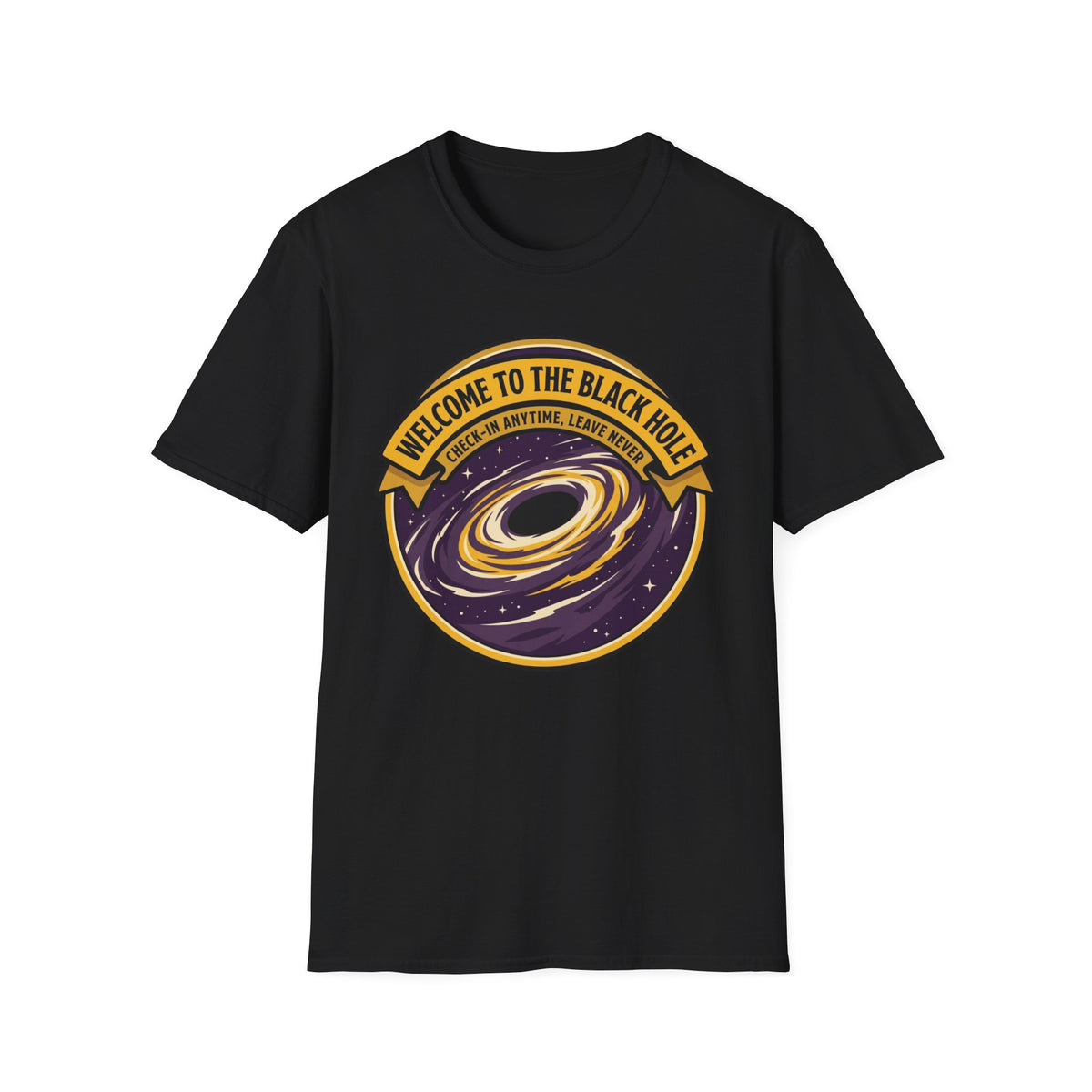 Black Hole Graphic T-Shirt — "Welcome to the Black Hole" Retro Space Tee