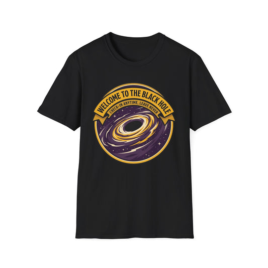 Black Hole Graphic T-Shirt — "Welcome to the Black Hole" Retro Space Tee