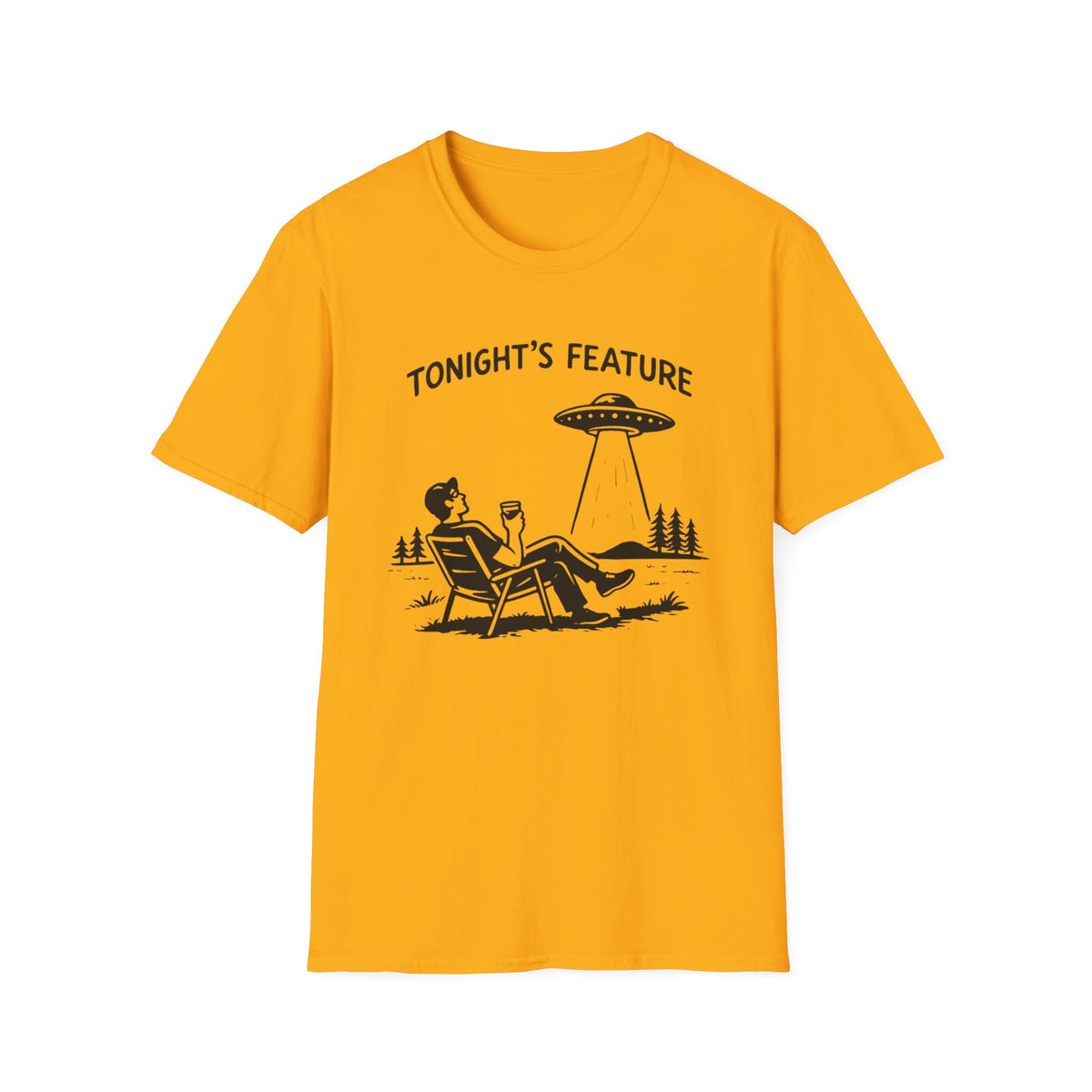 T-Shirt — “Tonight’s Feature” UFO Alien Abduction Graphic Tee