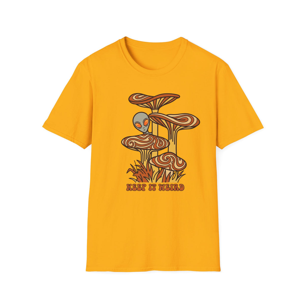 Alien Mushroom Tee — "Leave It Weird" Retro Psychedelic Graphic T-Shirt