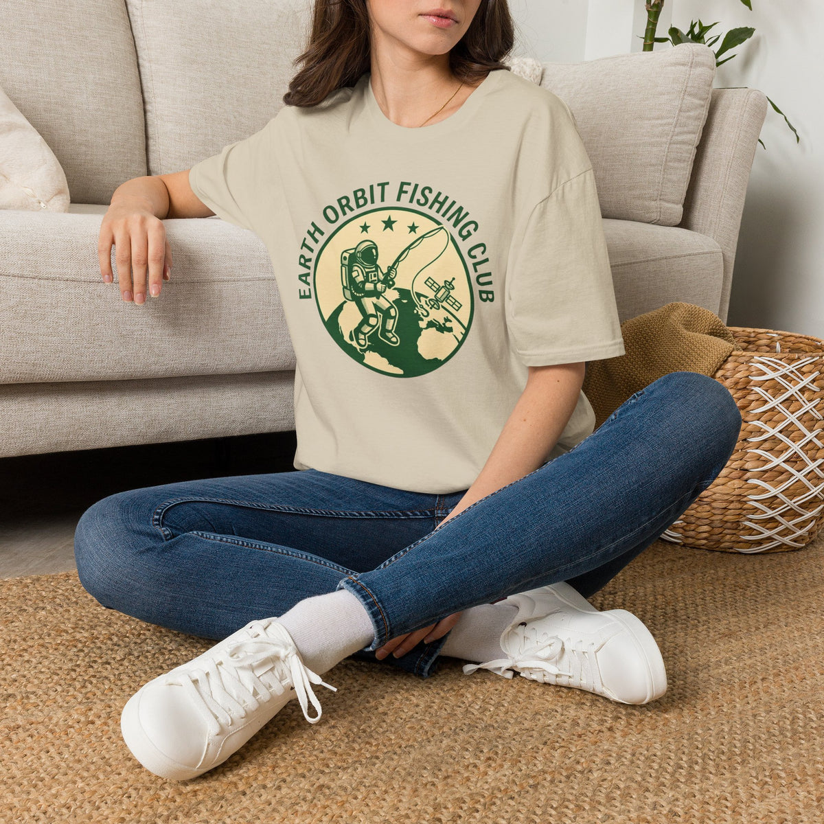 Earth Orbit Fishing Club T-Shirt — Astronaut Fishing Graphic Tee