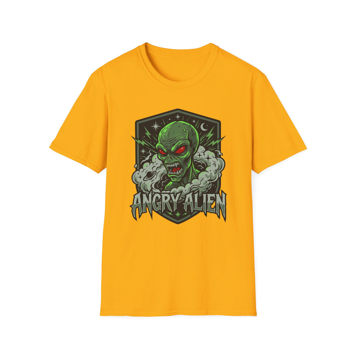 Angry Alien Graphic T-Shirt — Neon Green Monster Tee