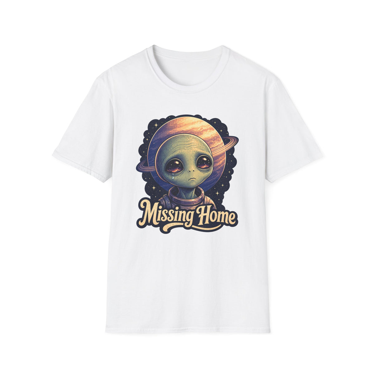 Alien 'Missing Home' T-Shirt — Cute Sad Space Creature Graphic Tee