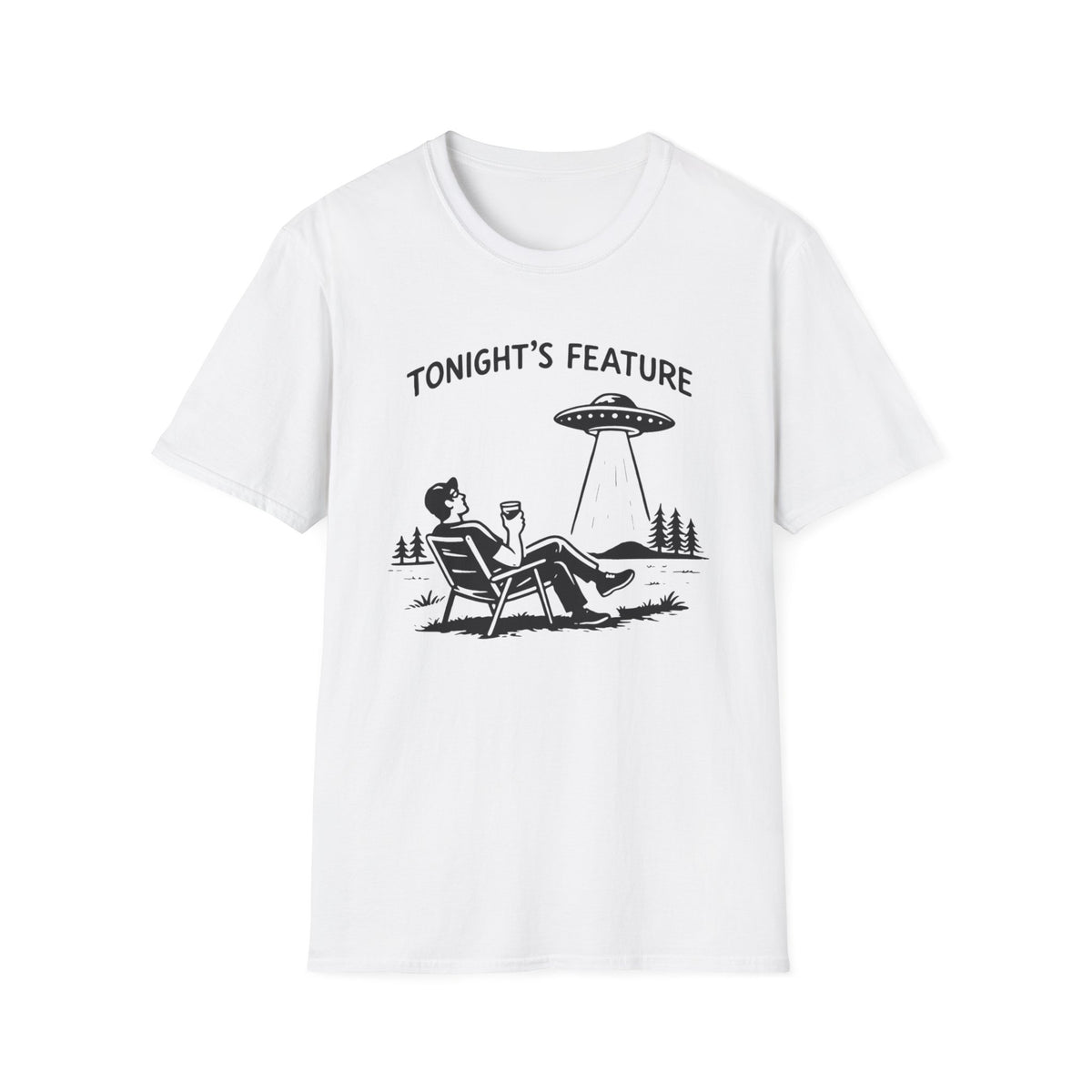 T-Shirt — “Tonight’s Feature” UFO Alien Abduction Graphic Tee