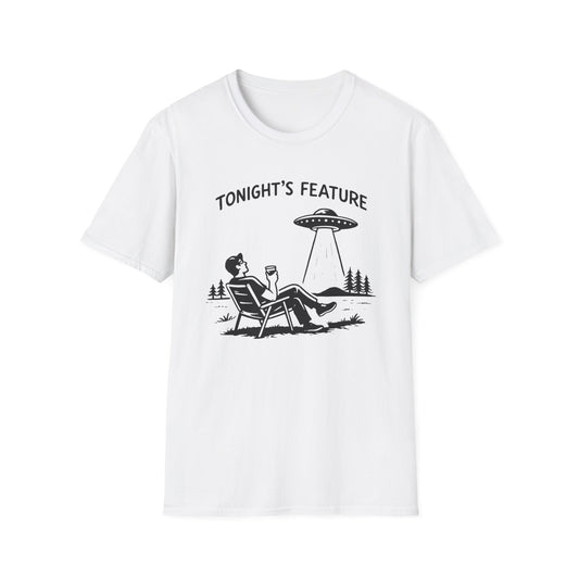 T-Shirt — “Tonight’s Feature” UFO Alien Abduction Graphic Tee