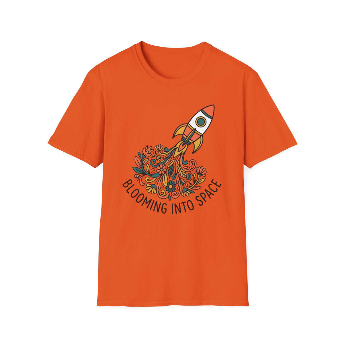 Blooming Into Space T-Shirt — Floral Rocket Graphic Tee