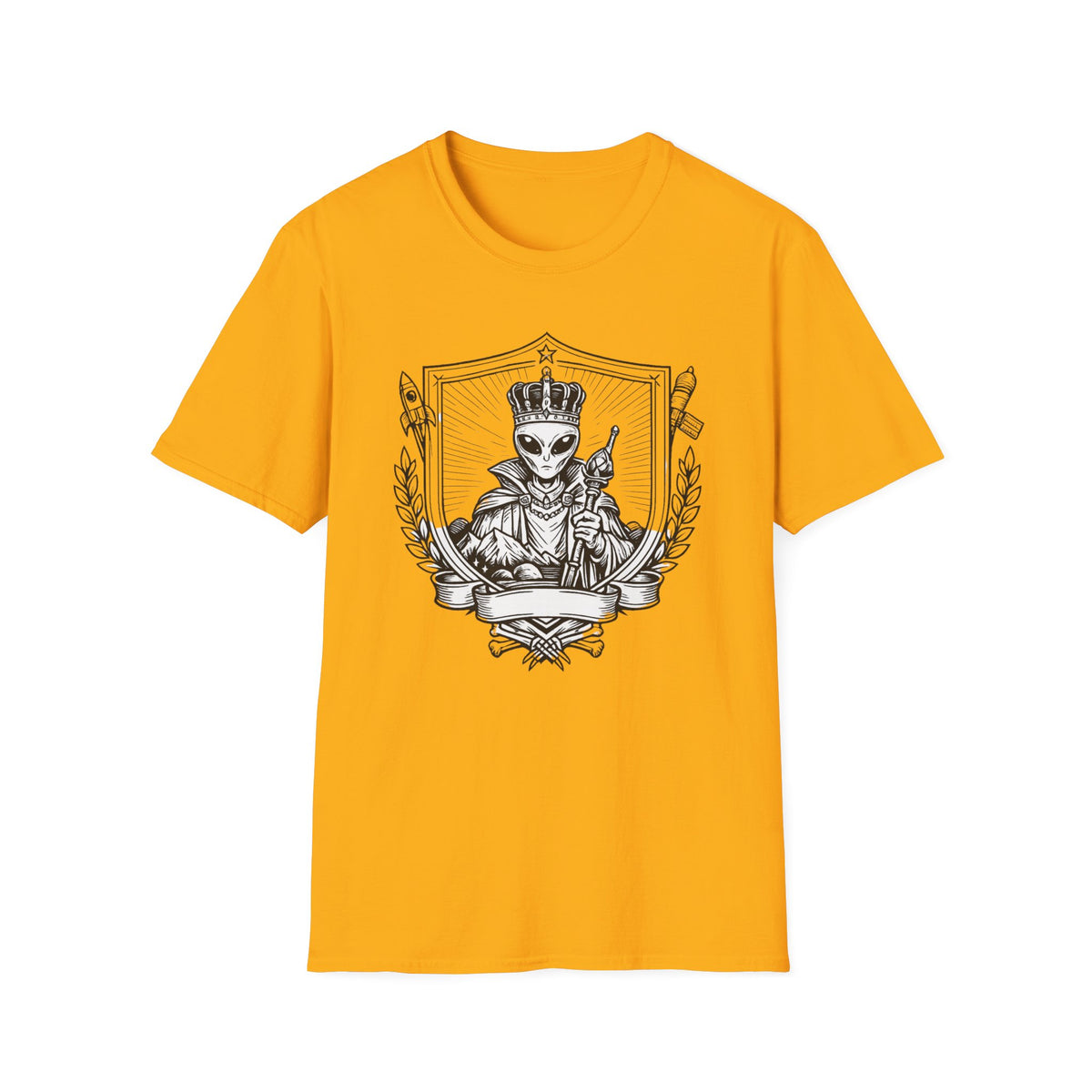 Alien King Graphic Tee — Regal Extraterrestrial Illustration Shirt