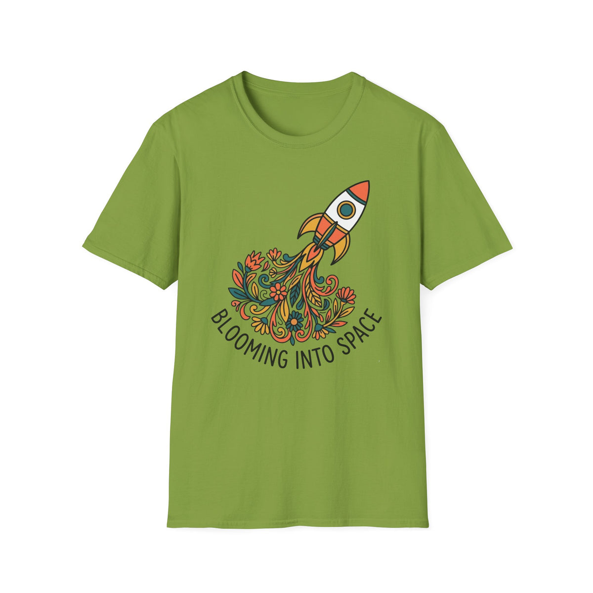 Blooming Into Space T-Shirt — Floral Rocket Graphic Tee