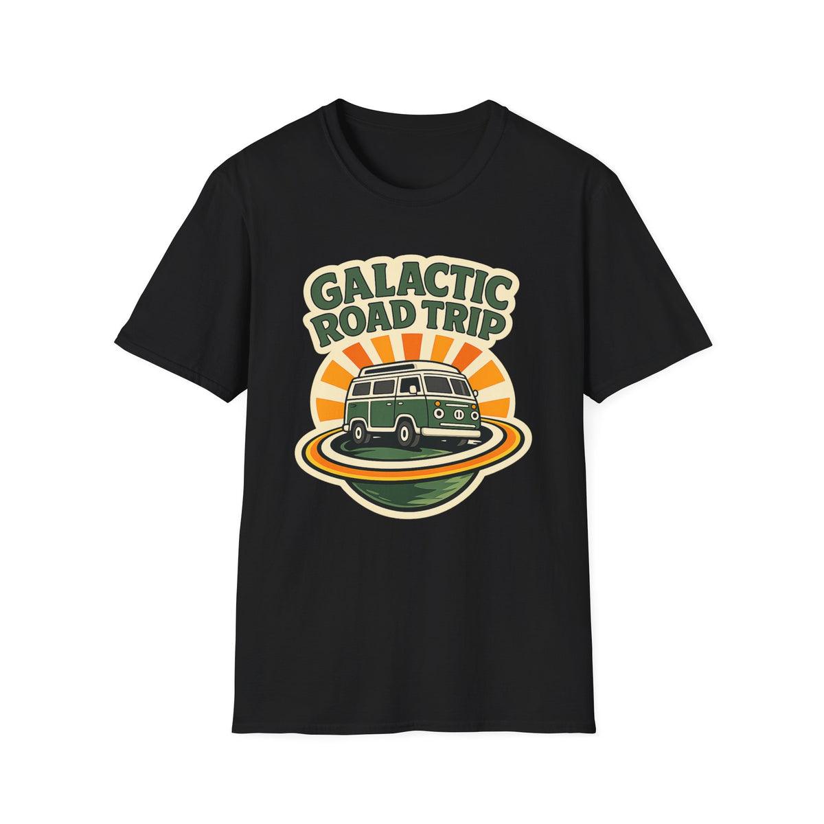 Galactic Road Trip T-Shirt — Retro Space Van Adventure Tee