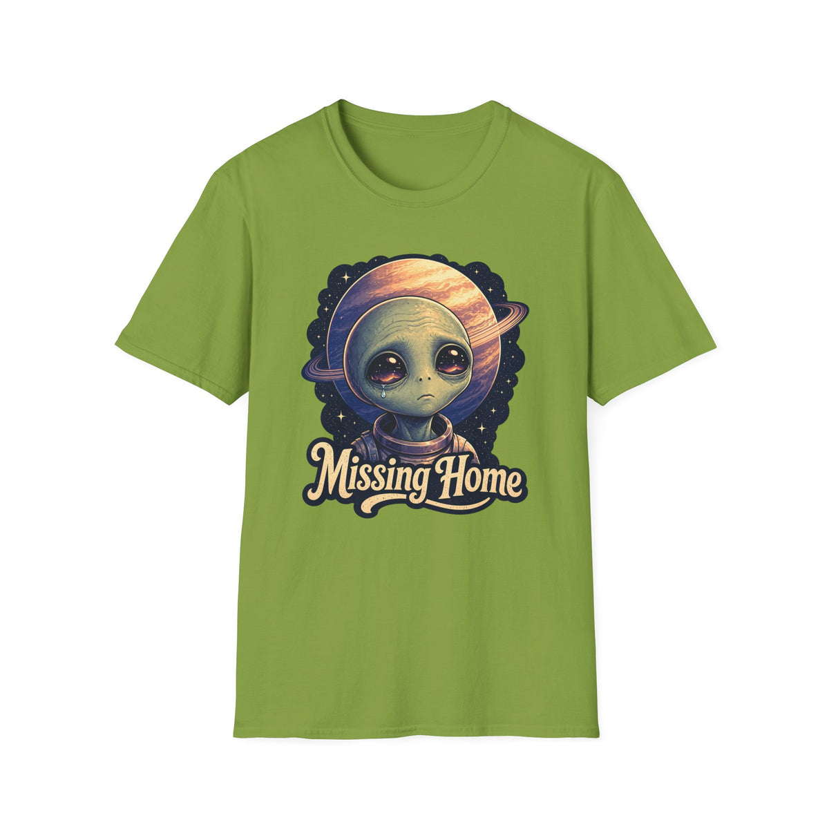 Alien 'Missing Home' T-Shirt — Cute Sad Space Creature Graphic Tee