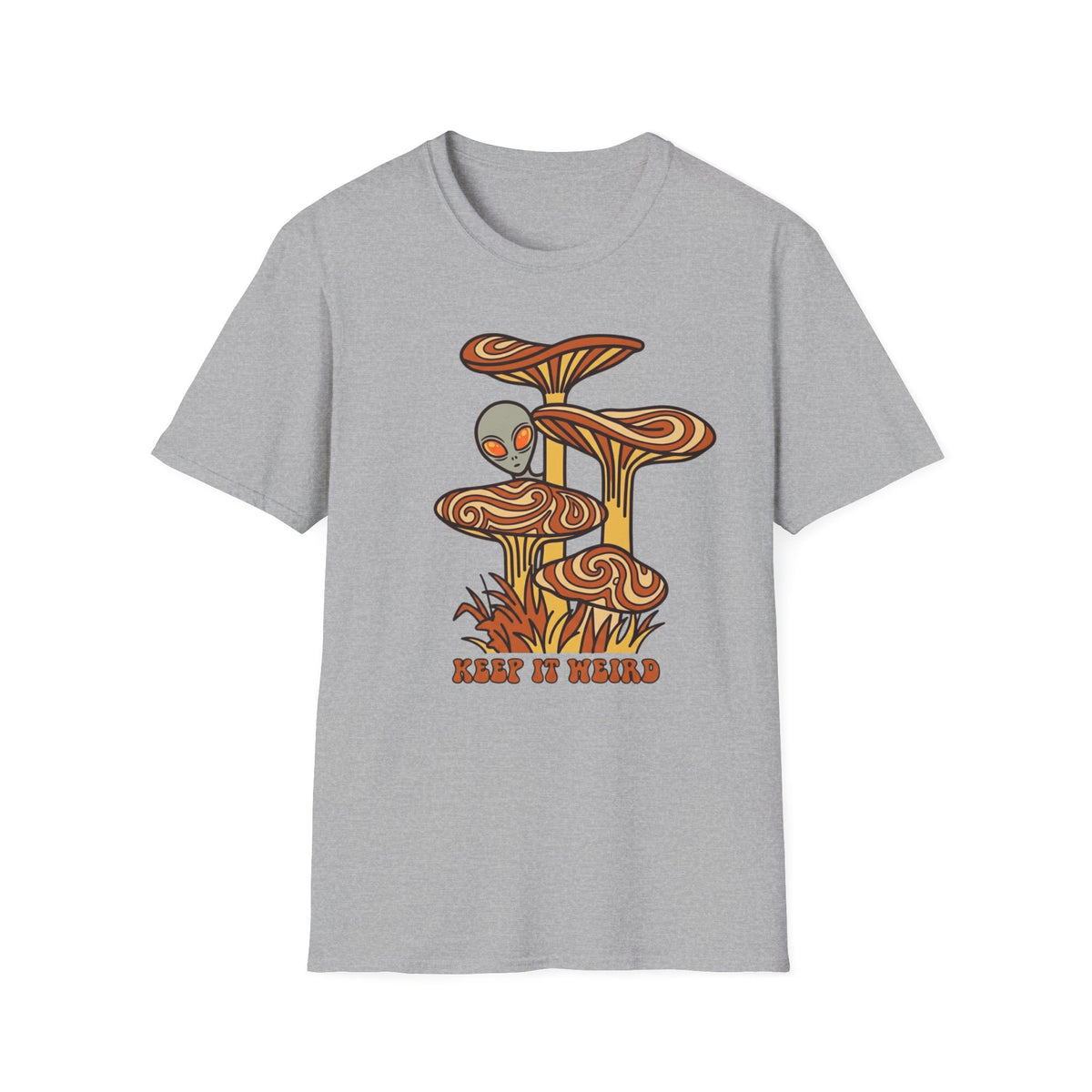 Alien Mushroom Tee — "Leave It Weird" Retro Psychedelic Graphic T-Shirt
