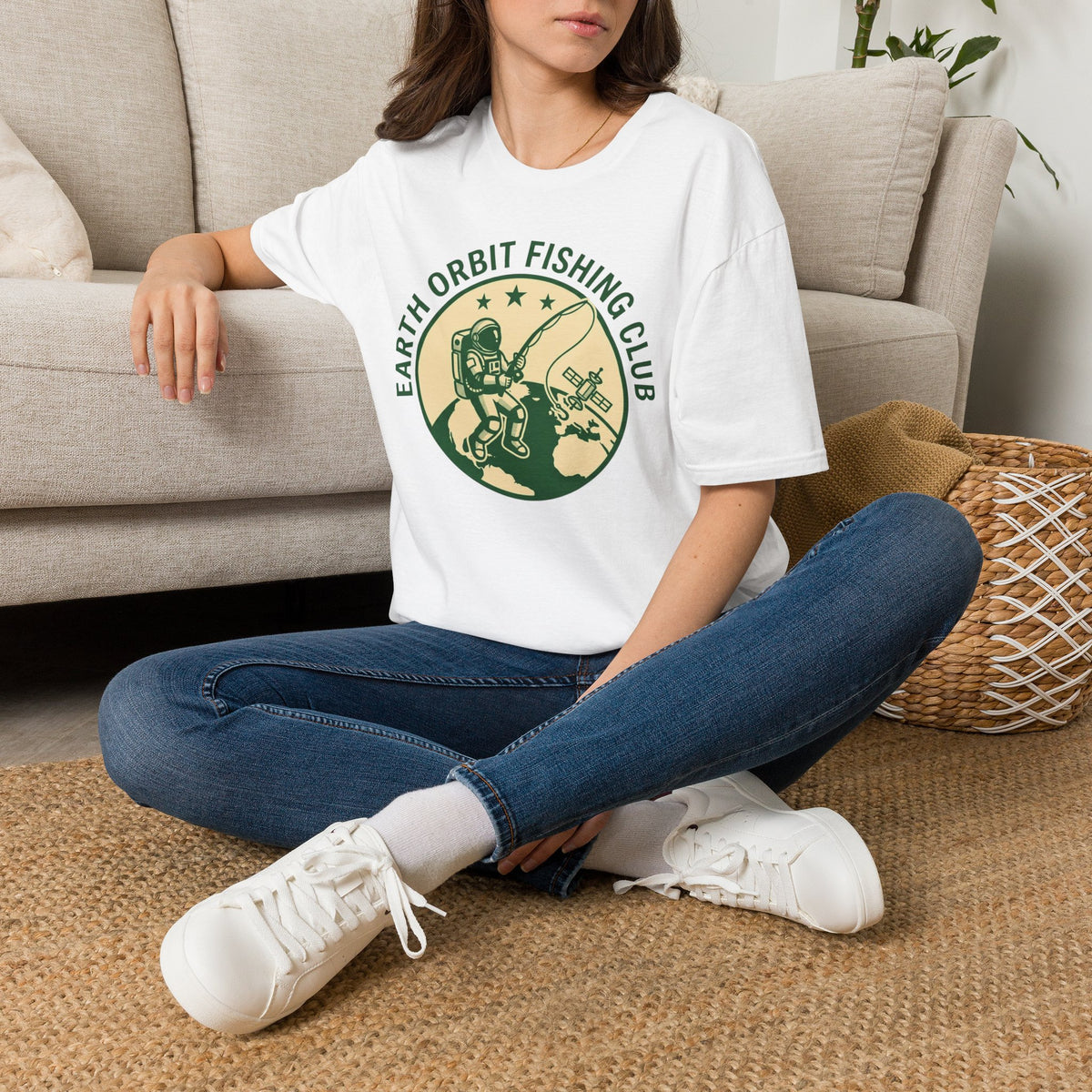 Earth Orbit Fishing Club T-Shirt — Astronaut Fishing Graphic Tee