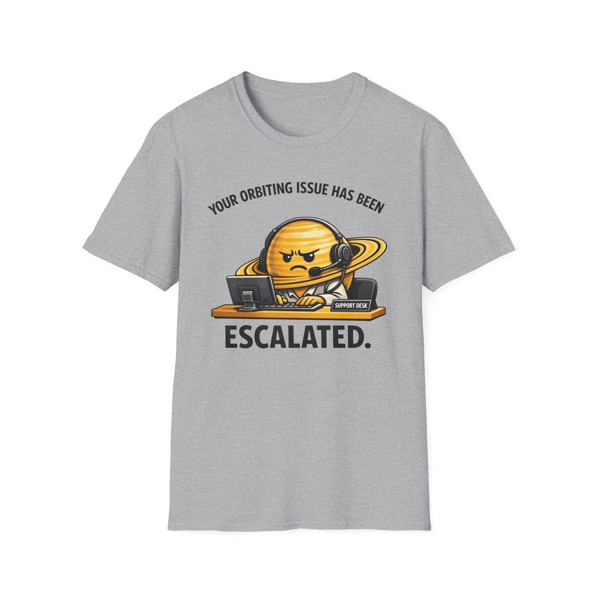 Escalated Orbiting Issue T-Shirt — Funny Angry Saturn Graphic Tee