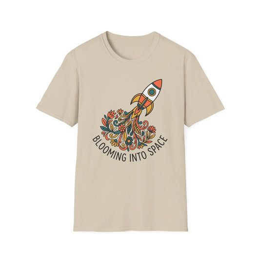 Blooming Into Space T-Shirt — Floral Rocket Graphic Tee