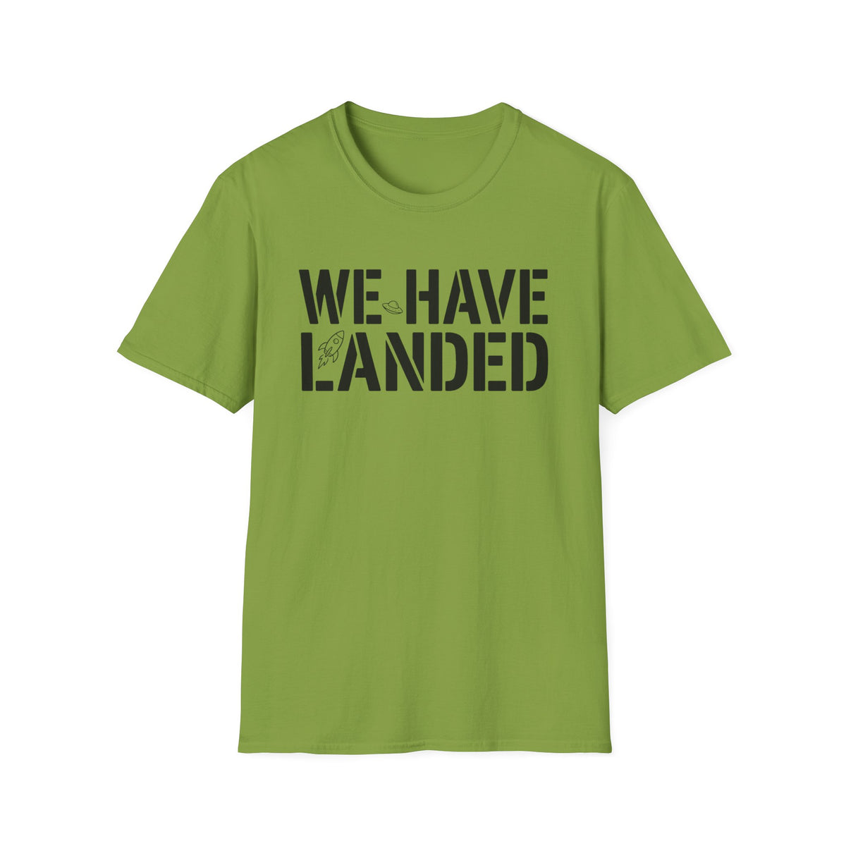 We Have Landed T‑Shirt — Retro Rocket Graphic Tee