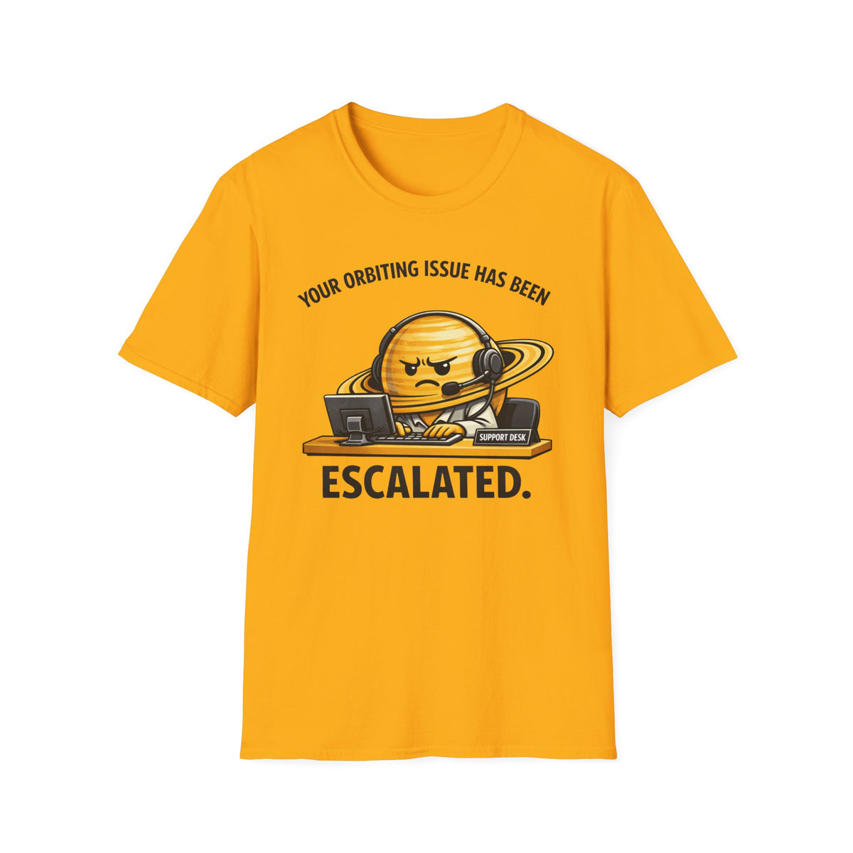 Escalated Orbiting Issue T-Shirt — Funny Angry Saturn Graphic Tee