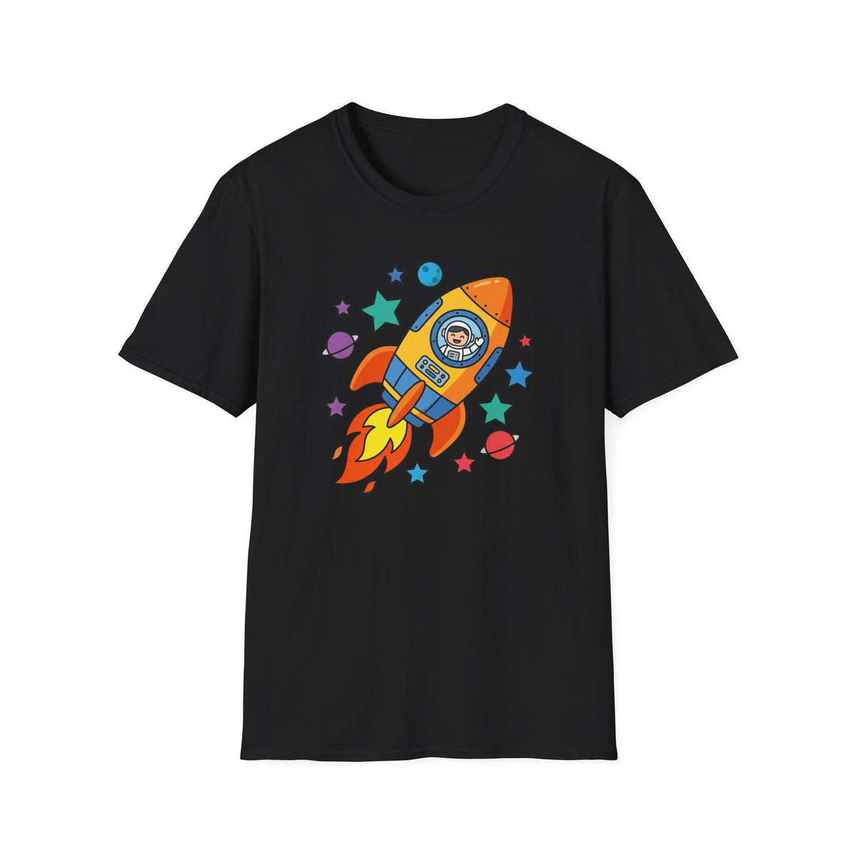 Rocket Astronaut T‑Shirt — Cute Space Explorer Graphic Tee