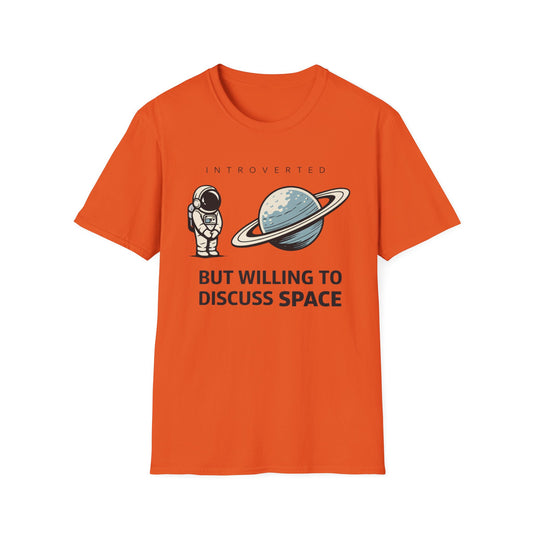 Introverted Astronaut T-Shirt — "Introverted but Willing to Discuss Space" Graphic Tee