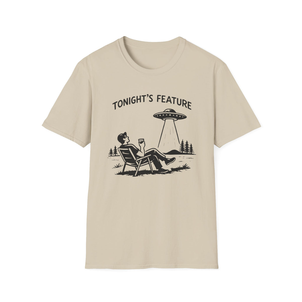 T-Shirt — “Tonight’s Feature” UFO Alien Abduction Graphic Tee