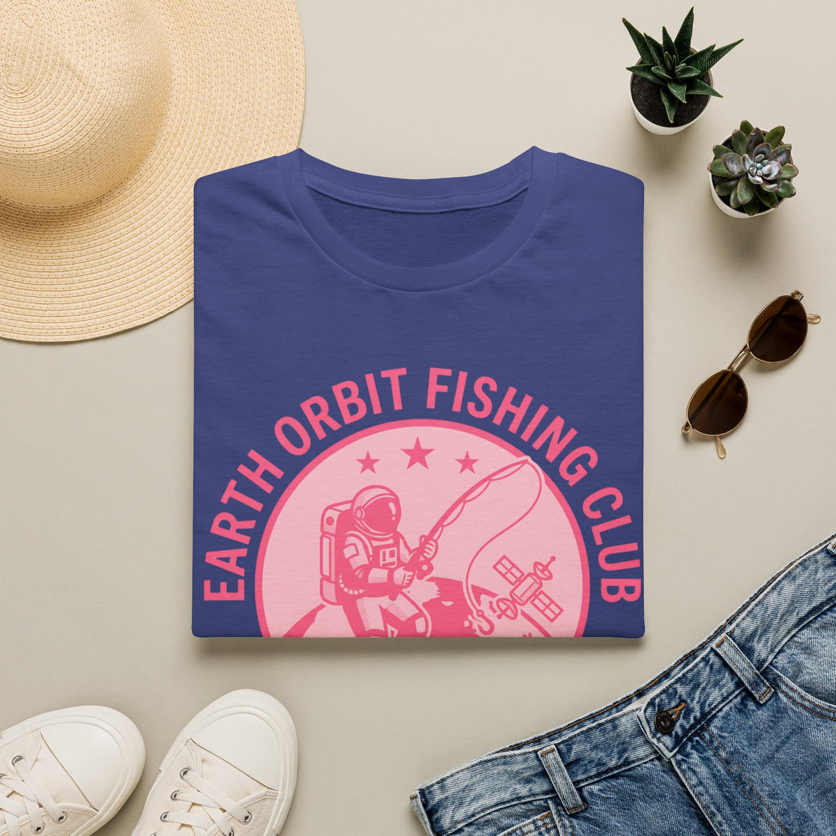 Earth Orbit Fishing Club T-Shirt — Astronaut Fishing Graphic Tee