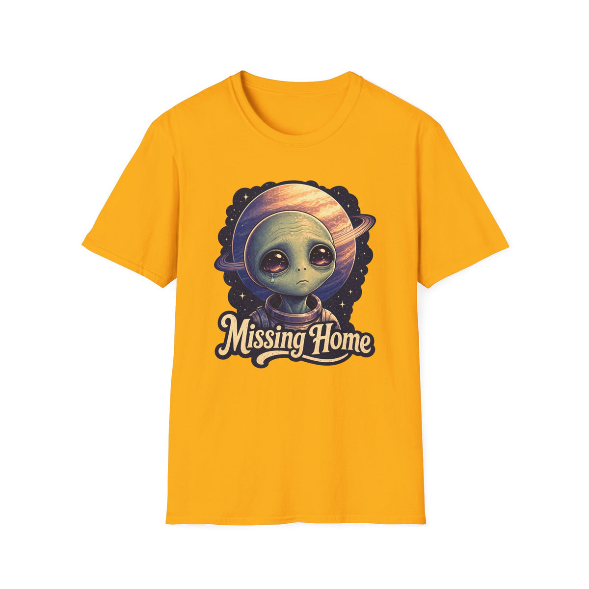 Alien 'Missing Home' T-Shirt — Cute Sad Space Creature Graphic Tee