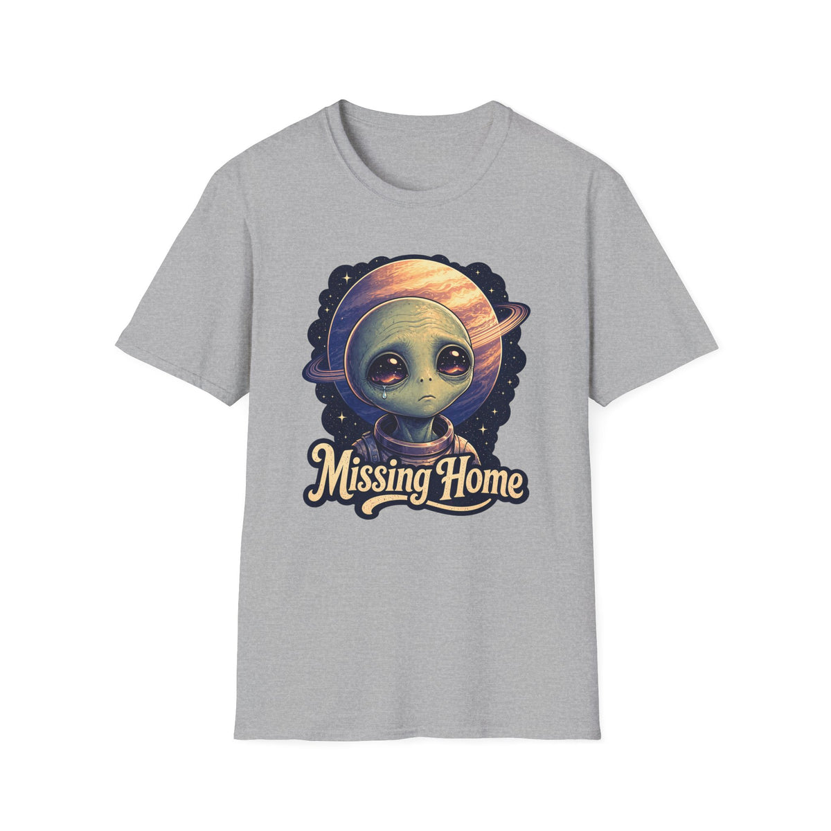 Alien 'Missing Home' T-Shirt — Cute Sad Space Creature Graphic Tee