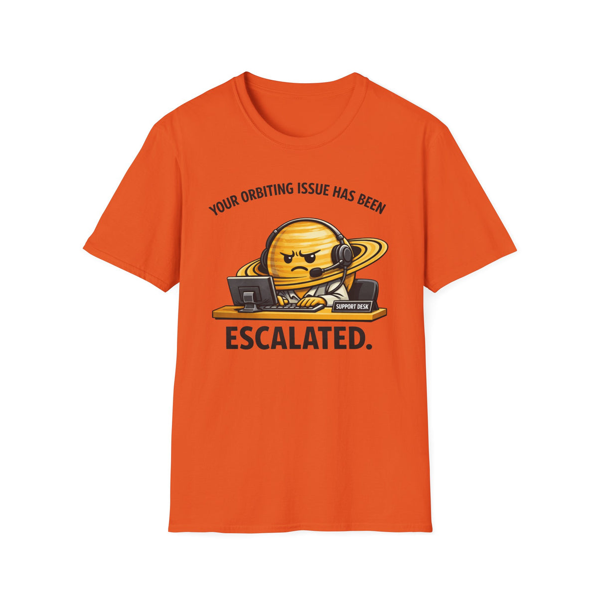 Escalated Orbiting Issue T-Shirt — Funny Angry Saturn Graphic Tee
