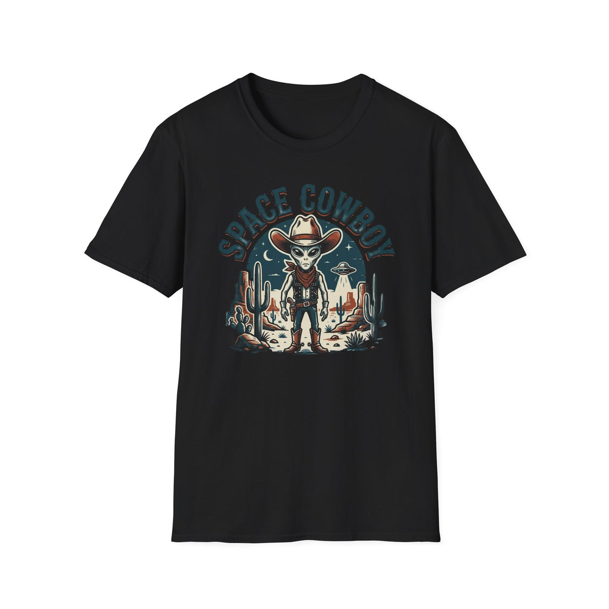 Space Cowboy T-Shirt — Retro Alien Western Graphic Tee