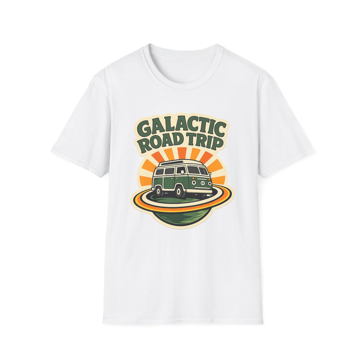 Galactic Road Trip T-Shirt — Retro Space Van Adventure Tee