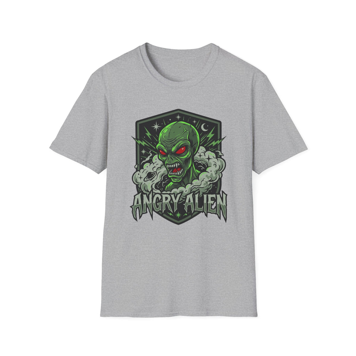 Angry Alien Graphic T-Shirt — Neon Green Monster Tee