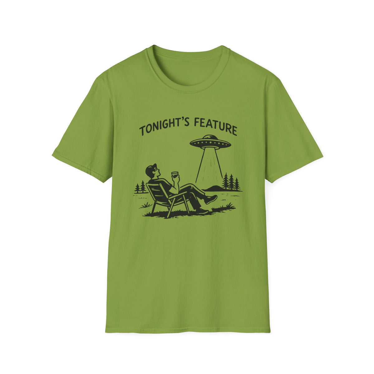 T-Shirt — “Tonight’s Feature” UFO Alien Abduction Graphic Tee