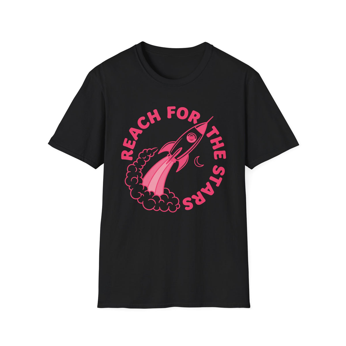 Reach for the Stars Rocket T-Shirt — Inspirational Retro Rainbow Space Tee